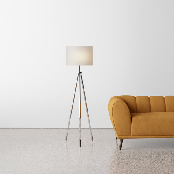 AllModern Shelly 59'' Clear/Silver Tripod Floor Lamp Wayfair